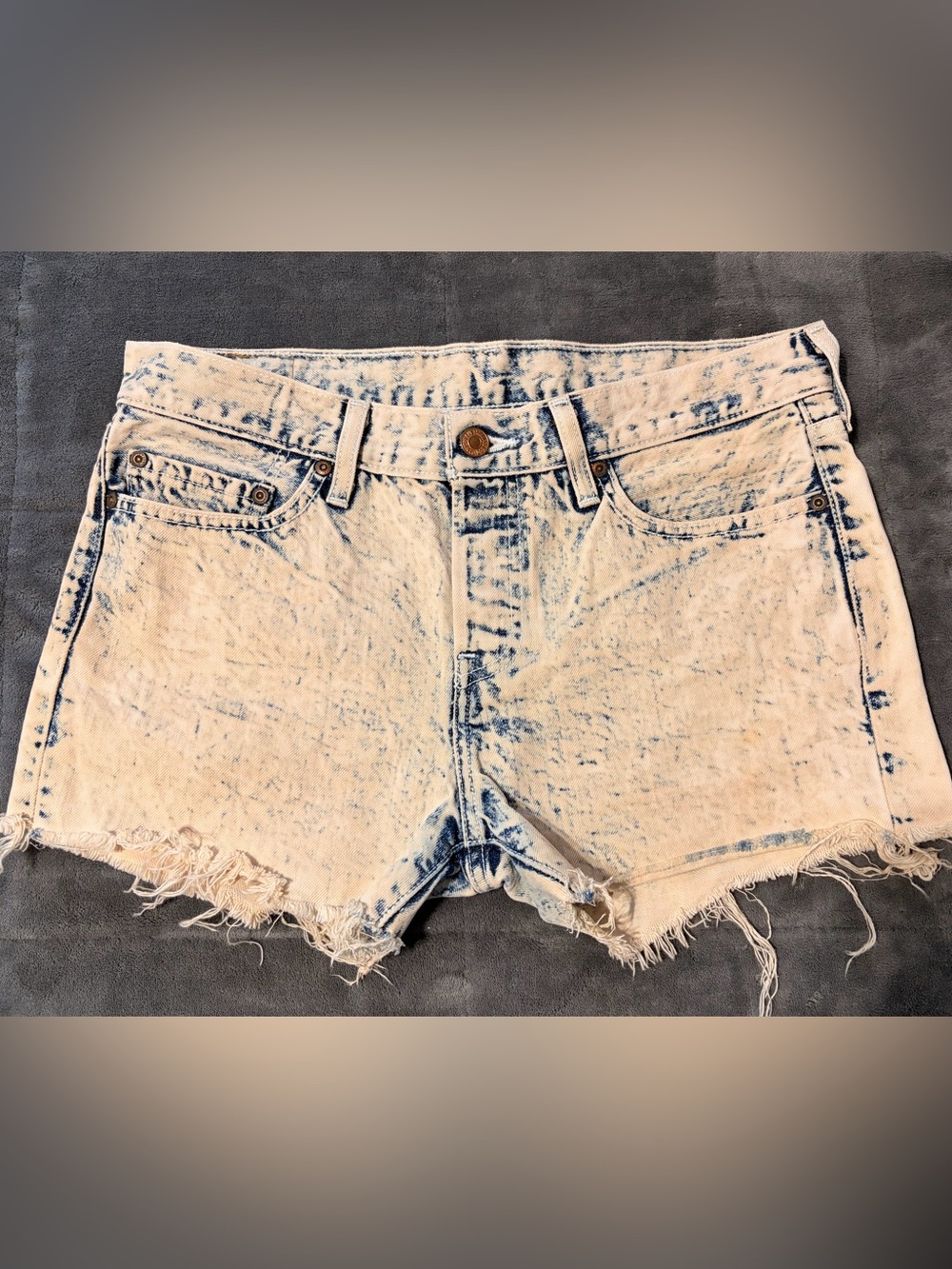 Classic Original Levi's Acid Wash Distressed Denim Shorts
